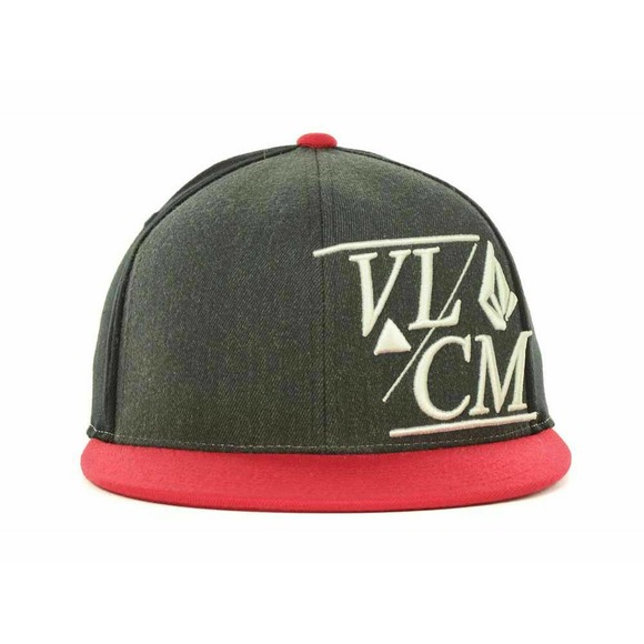 Volcom Men's Modern 210 FlexFit Stretch Wool Hat Cap in Small/Medium Black/Red - Picture 2 of 5
